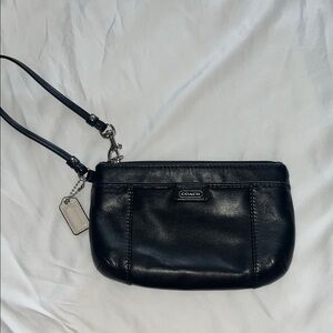 Coach Black Leather Wristlet